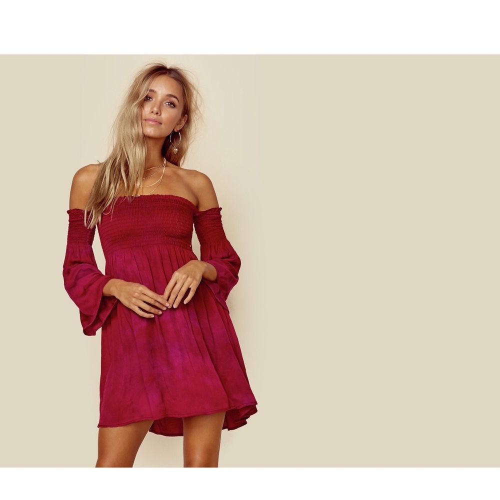 Blue Life Off Shoulder Smocking Dress
